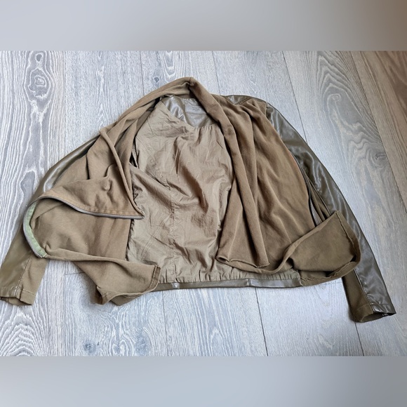 Blank NYC Faux Leather Drape Front Moto Jacket in Olive Green Size Small - Picture 3 of 5